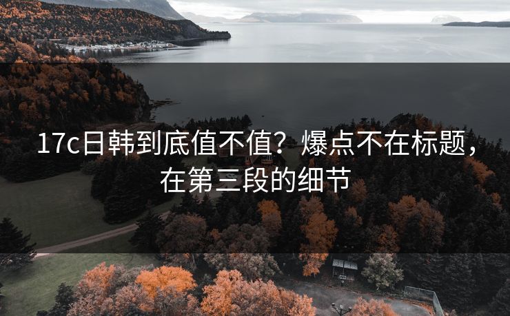 17c日韩到底值不值？爆点不在标题，在第三段的细节