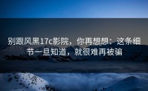 别跟风黑17c影院，你再想想：这条细节一旦知道，就很难再被骗