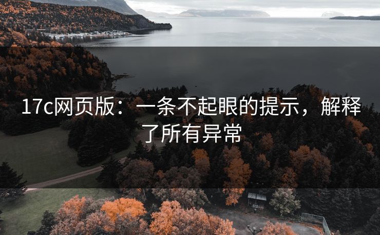 17c网页版：一条不起眼的提示，解释了所有异常