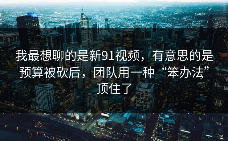 我最想聊的是新91视频，有意思的是预算被砍后，团队用一种“笨办法”顶住了