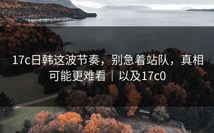 17c日韩这波节奏，别急着站队，真相可能更难看｜以及17c0